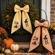 Halloween Bow Sash, Ghost Pumpkin Witch Hat Monogram Door Wreath Bow Wreath Sash