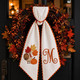Personalized Thanksgiving Wreath Door Sash Wreath Sash, Custom Pumpkin Monogram Bow