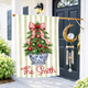 Striped Christmas Tree Flag Personalized Garden Flag Holiday Decor Custom Family Name