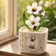 Handmade Glass Forget Me Not Pot, Custom Pet Portrait Present for Family Friends