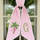 Summer Door Hanger Bow, Personalized Palm Tree Monogram Wreath Sash