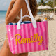 Custom Name Tote Bag, Personalized Embroidered Beach Bag