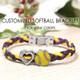 Custom Leather Softball Bracelets with Jersey Numbers, Softball Jewelry, Selected Colors, Softball Team Bracelets, Other Sports Available