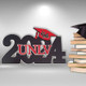 Deluxe Grad Sign, Personalized School Name, Graduation Cap Wood Sign, Party Backdrop Decor