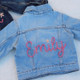 Custom Hand Embroidered ， Hand Lettered Denim Jacket Toddler, Kid Sizes