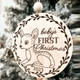 Custom Woodland Deer Baby's First Christmas Ornament Keepsake Laser Cut Digital File