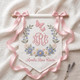 Floral Embroidered Baby Name Banner, Personalized Monogram Nursery Pennant