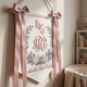 Floral Embroidered Baby Name Banner, Personalized Monogram Nursery Pennant