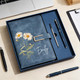 Personalized Birth Flower Notebook & Pen Set, Custom Name Leather Journal Gift