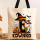 Cute Halloween Ghost bag, Spooky Goodie Bag, Custom Name Halloween Tote Bag