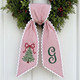 Personalized Christmas Tree Wreath Sash, Stripe Front Door Ric Rac Bow, Holiday Decor