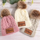 Leather Patch Beanies Kid Knitted Hat,Child & Adult