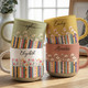 Custom Name & Birthflower Pottery Mug, Personalized Gift for Book Lovers, Book Clubs