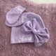 Personalized Baby Hat & Mittens Glove with Bow, Custom Name Newborn Baby Gift