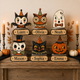 Vintage Halloween Decor Indoor, Retro Wooden Block for Shelf Decor