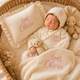 Luxury Personalized Newborn Gift Set, Custom Name Embroidered Muslin Baby Romper,