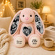 Personalized Plush Bunny with Custom Photo a?? Hidden Ear Stuffed Animal Gift for Couples