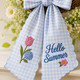 Hello Summer Wreath Sash, Personalized Blue Gingham Door Ribbon