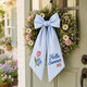 Hello Summer Wreath Sash, Personalized Blue Gingham Door Ribbon