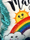 Rainbow Clouds & Sunshine "Mermaid" Pillow- Sequin Flip Pillow