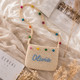 Personalized Name Straw Crossbody Bag, Custom Embroidery Kids Shoulder Bag
