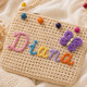 Personalized Name Straw Crossbody Bag, Custom Embroidery Kids Shoulder Bag