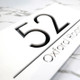 Laser Cut Matt White & Black Mirror Personalised Door Numbers House Sign Plaques Number