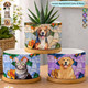 Custom Mosaic Stained Glass Photo Ceramic Plant Pot, Personalized Portrait Dog Cat
