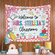 Personalized Teacher Tapestry, Custom Welcome Classroom Banner with Name