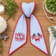 Custom Monogram Patriotic Wreath Sash, USA Flag Bow Ric Rac Wreath Sash Decor, 4th of July