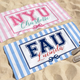 Personalized School Striped Beach Towel with Bow: College University Pride Spirit Gift,