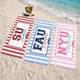 Personalized School Striped Beach Towel with Bow: College University Pride Spirit Gift,
