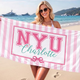 Personalized School Striped Beach Towel with Bow: College University Pride Spirit Gift,