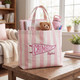 Personalized College Pennant Tote Bag with Name, School Spirit Striped Canvas Tote