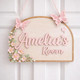 Personalized Girl Room Wooden Door Sign, Custom Nursery Name Sign with Butterflies & Flowers,