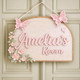 Personalized Girl Room Wooden Door Sign, Custom Nursery Name Sign with Butterflies & Flowers,
