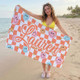 Custom Checkered Smiley Beach Towel, Personalized Name Smiley Face Beach Towel