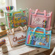 Personalised A4 Clear Handle Folder, Waterproof School Book Bag, Transparent Library Bag for Kids