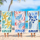 Personalized Retro Beach Towel, Marine Animal Beach Towel, Custom Name Towel