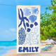 Personalized Retro Beach Towel, Marine Animal Beach Towel, Custom Name Towel