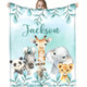 Personalized Animal Fleece Blanket with Custom Name And Letter Design