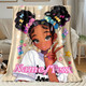 Personalized Custom Name Anime Girl Peace Sign & Anime Characters Fleece Blanket