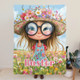 Personalized Cartoon Quirky Flower Girl Throw Blanket with Name