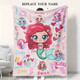 Personalized Mermaid Cartoon Blanket with Custom Name