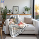 Personalized Watercolor Photo Throw Blanket With Text, Custom Family Portrait Blanket