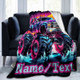 Personalized Monster Truck Sofa Blanket with Custom Name