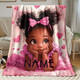Name/Text Flannel Blanket Cute Girl Bedding Gift (Add Name)