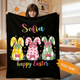 Personalized Easter Bunny Blanket, Custom Kids Name Blanket