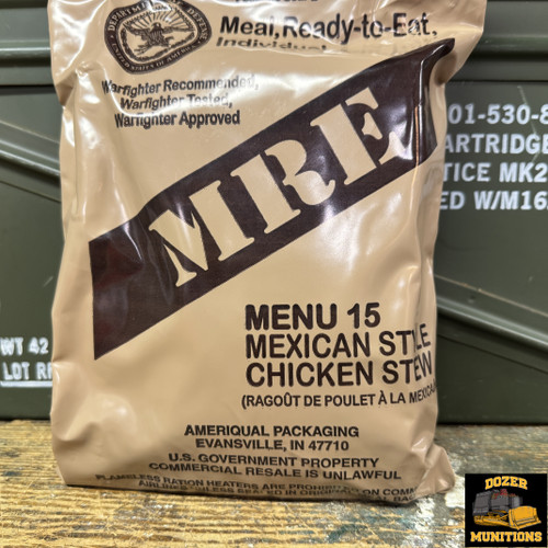 MRE Single, Menu 15: Mexican Style Chicken Stew FREE SHIPPING ON