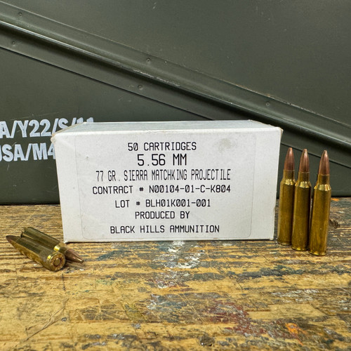 Black HIlls Pre Mil Contract MK262 5.56 77 Gr. OTM, 49 Rd. Box. FREE SHIPPING ON ORDERS OVER $299, NO TAX OUTSIDE WI